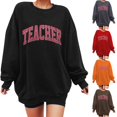 thumbnail image 4 of Bmisegm Chandail en Molleton Surdimensionné pour Femmes Manches Longues Col Rond Pull Décontracté Automne 2024 Vêtements Tendance Chandails en Molleton Décontractés pour Femmes Noir S, 4 of 5