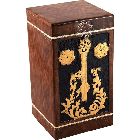 Wooden Urns for Human Ashes Adult Large - Rosewood Cremation Urn for Ashes -Burial Urn for Columbarium - Funeral Urn Box (250 LB - Rosewood, Guitar - Gold)