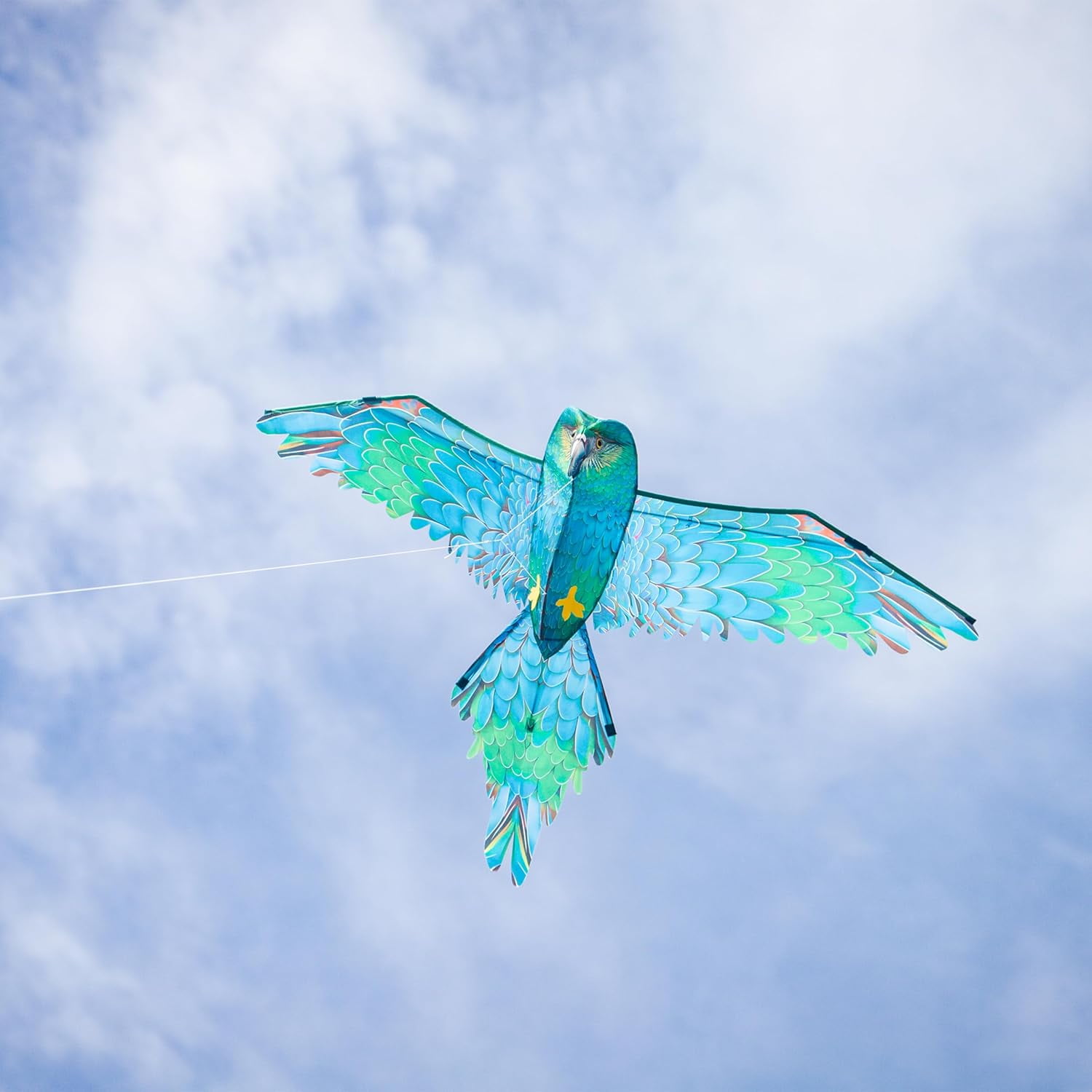 In the Breeze 3509 — 3D Blue Parrot Kite — Colorful-Printed Bird Kite; Kite Line and Reusable Bag Included