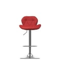 thumbnail image 4 of CorLiving Mateo Modern Faux Leather Geometric Tufted Adjustable Swivel Indoor Bar Stools, Red (Set of 2), 4 of 6