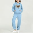 thumbnail image 2 of Auroural Girls Sweatsuit Sets Size 12 To 14 Boys Sweatpants Sets Children's Printed Color Long-sleeved Casual Sports Hoodie Long-sleeved Hooded Top + Two-piece Set With Elastic Waist Blue 13 Years, 2 of 6