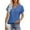 Blue, variant on ECZHAW Eyelet Tops for Women Trendy Solid Color Versatile Short Sleeve Shirts Basic Business Casual V Neck Summer T-Shirts