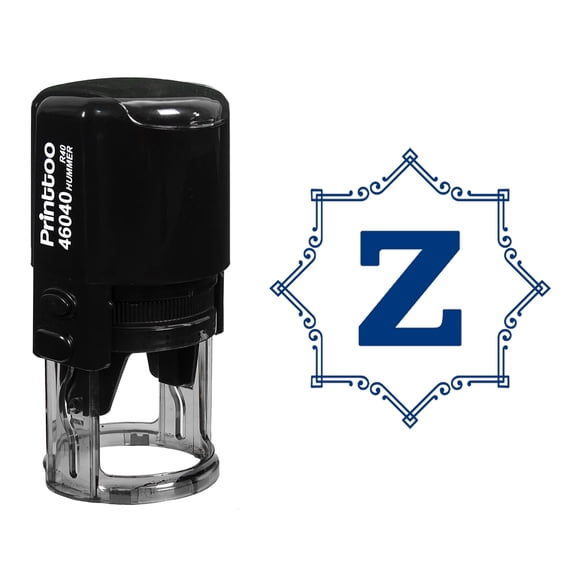 Printtoo Self Inking Rubber Stamp Octagon Celtic Swirl Frame Alphabet Z Monogram Initial R-40 Office Stationary