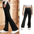 thumbnail image 3 of Kids Girls School Uniform Pants Fit Kids Dress Pants With Pockets Flare Leg Pants Black Uniform Pants Back To School Clothes Kids Preppy Clothes For Girls 7-8 Years, 3 of 5
