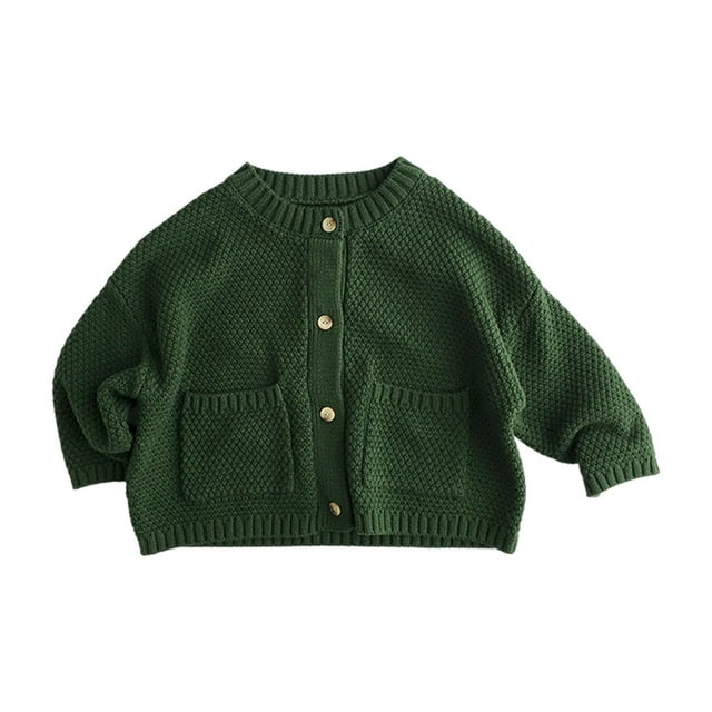 ShomPort Sweater Cardigans for Girls Unisex Round Collar Long Sleeve Ribbed Cuff Jackets Lightweight Fall Winter Warm Coats