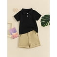 thumbnail image 6 of Musuos Little Boys Summer 2PCS Shorts Sets 1-5 Years Short Sleeve Button Up Shirt Tops and Solid Color Shorts Sets Kids Casual Clothing, 6 of 10