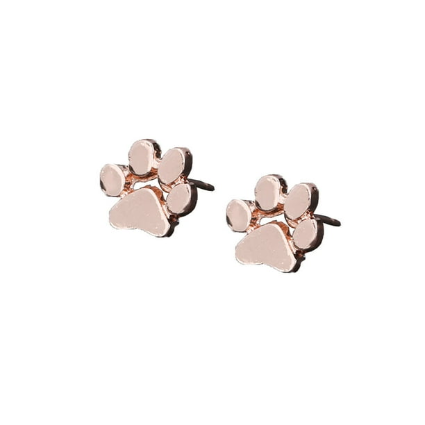Becaristey 1 Pair Cat Dog Paw Shape Stud Earrings Cute Pet Paw