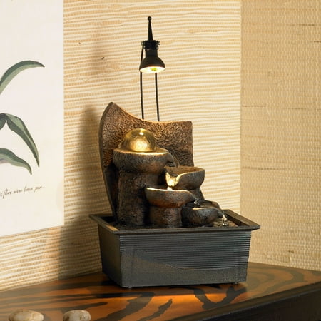 fountain indoor fountains table tabletop water zen led desk japanese office light timberland john stone waterfall cascading bedroom crystal faux