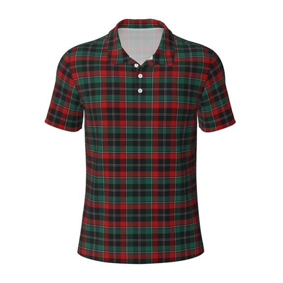 Kuqiui Mens Golf Polo Shirt Dry Fit Performance Sport Short Sleeve Golf Polo Shirts for Men-Tartan Plaid