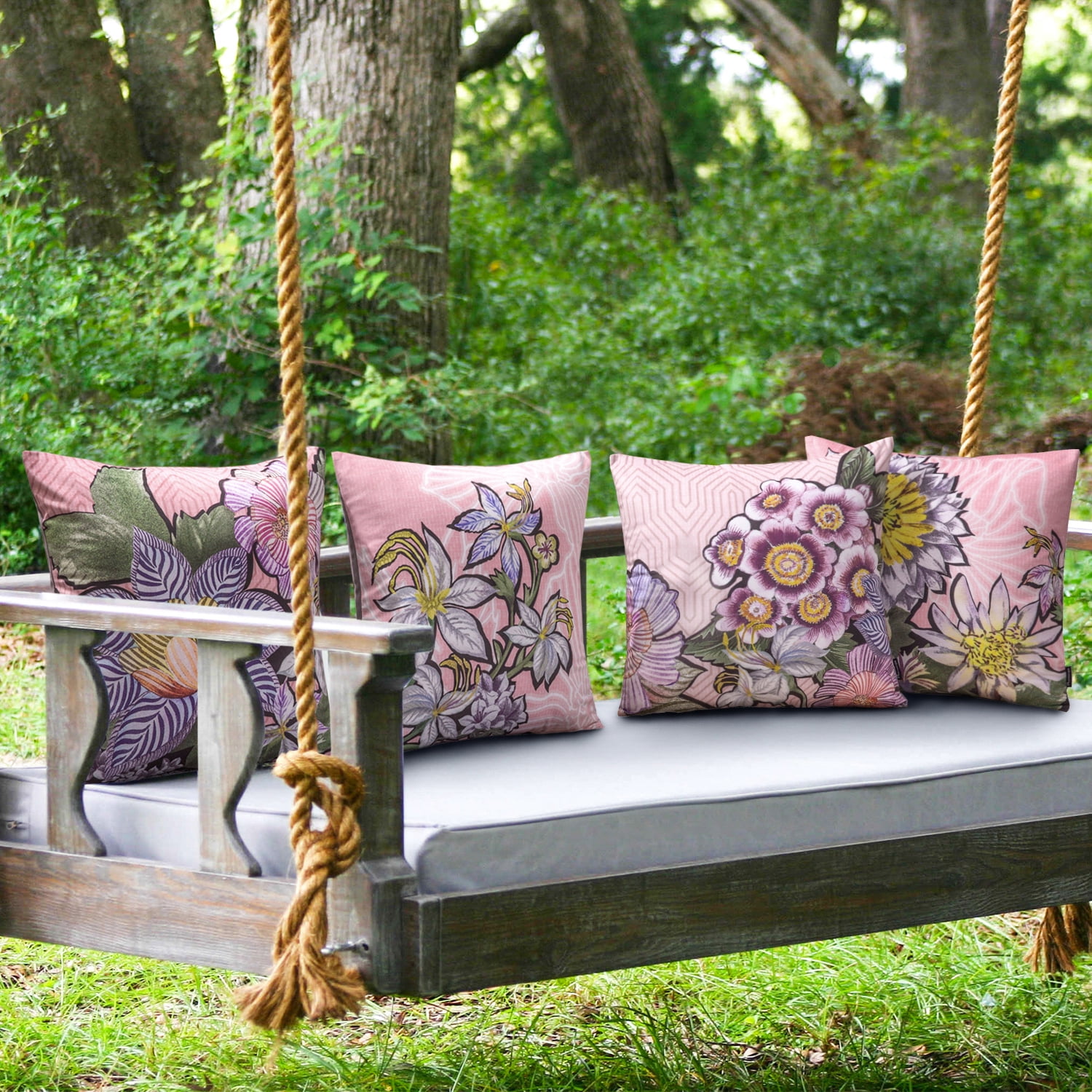 Phantoscope Tropical Series Decorative Throw Pillow Covers, Light Purple Sunflower, 18" x 18", Set of 4