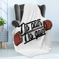 thumbnail image 4 of Fitness Soft Flannel Fleece Throw Blanket, No Pain No Gain Vintage Emblem Design Barbells Weightlifting Bodybuilding, Cozy Plush for Indoor and Outdoor Use, 70" x 90", Coral Black White, by Ambesonne, 4 of 5