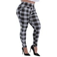 thumbnail image 2 of Plus Size Treggings With Zipper Pocket Trim - White, Black, Mustard Plaid, 2 of 8
