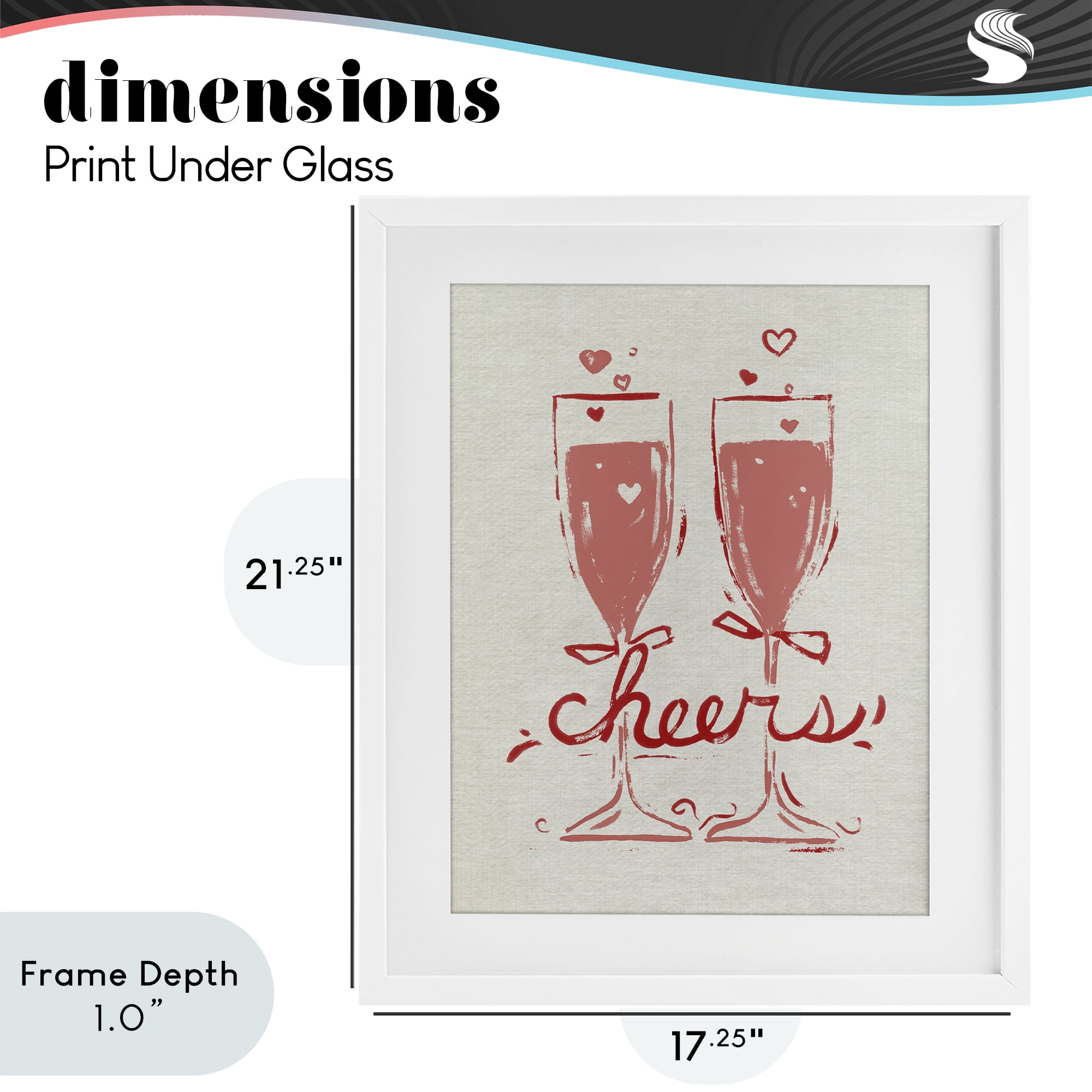 Stupell Industries Romantic Cheers To Love White Framed Print Under Glass, design by June Erica Vess