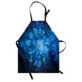 thumbnail image 1 of Astrology Apron Abstract Horoscope Wheel with Signs Aquarius Lion Taurus Libra, Unisex Kitchen Bib Apron with Adjustable Neck for Cooking Baking Gardening, Navy Blue White and Sky Blue, by Ambesonne, 1 of 3