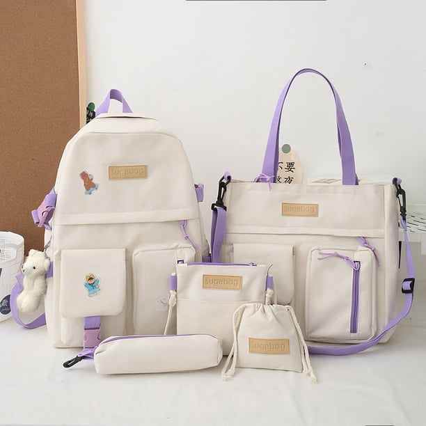 Mochila escolar multifuncional 4 en 1 para mujer, morral de viaje resistente al agua con múltiples bolsillos, estilo informal Fivean unisex