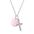 thumbnail image 2 of Delight Jewelry Acrylic 1" Disc Light Purple Imitation Pearl Everlasting Love Engraved Cross Zoey Necklace, 28", 2 of 4