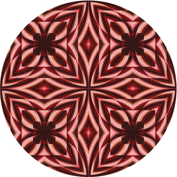 Ahgly Company Machine Washable Indoor Square Transitional Red Area Rugs, 3' Square