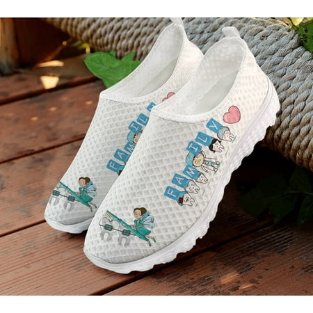 

Loafers Women Flats Cartoon Dental Nurse Print Breath Mesh Casual Shoes Comfort Sneakers for Ladies Summer Slip On Shoes