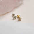 thumbnail image 4 of Anygolds 14K Real Solid Gold Adults' Diamond Flower Stud, Multi-Post 18G, 4 of 9