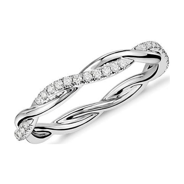 0.25 T.C.W Forme Ronde Véritable Diamond Magnifique Mariage Éternité Bande pour les Femmes Solide 950 Taille Platine 3.5