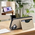 thumbnail image 3 of For Apple iPhone 16 Plus Wallet Case Ultra-Slim Profile Vintage Leather Texture, Wallet For Women Men Card Holder Magnetic Clasp Kickstand Folio Case,Khaki,For iPhone 16 Plus, 3 of 7