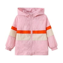 bbymog Girls Rain Jacket Outdoor Waterproof Long Sleeve Boys Raincoat Hooded Windbreaker Jackets for Girls Fall Clothes for Kids Pink B 4 Years