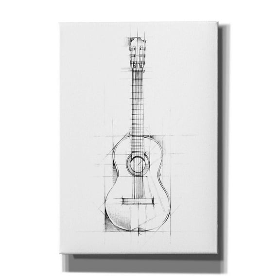 Epic Graffiti "Guitar Sketch" by Ethan Harper, Canvas Wall Art, 18"x26"