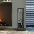thumbnail image 6 of Fire Beauty 5 Pieces Fireplace Tools Set with Stand and fire Poker Sets Wrought Iron Fire Place Pit Poker Holder(Black) Indoor Decor Outdoor Use, 6 of 10