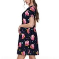 thumbnail image 2 of Goofa Cartoon Donut Planets Pattern Women Summer Short Sleeve Midi Dress with Pockets Casual Aline Flowy Tshirt Dress Vocation Beach Sundress, 2 of 6