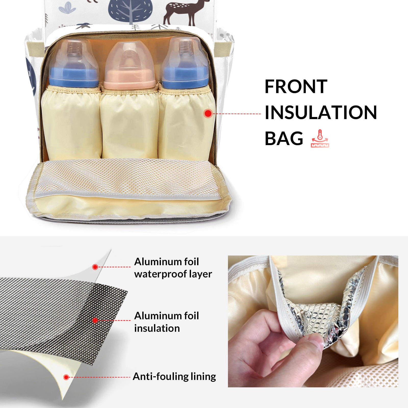 Deer Diaper Backpack – Large Capacity, Insulated Baby Bottle Pocket, Multifunctional Mommy Bag for Boys & Girls