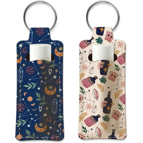 2pcs Lipstick Holder Keychain Lip Balm Holders Elastic Diving Fabric Lipstick Keychain Key Ring Holder for Chapstick Iron