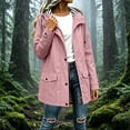 thumbnail image 2 of WAGUTH Women's Waterproof Hooded Rain Jackets Striped Lined Windproof Mid-Length Outdoor Coats With Pockets, 2 of 7