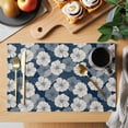 thumbnail image 2 of Blue Flower Placemats Set of 1, Retro Country Farmhouse Blue Floral Linen Non-Slip Place Mats Washable Table Mats for Kitchen Dining Table Decorations Indoor/Outdoor, 2 of 9