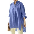 thumbnail image 4 of Seductiva Women's Dress Shirts Long Sleeve Women Women's Oversized Linen Shirts Blouses Tops Long Sleeve High Up Shirts Wrinkle-Free Solid Work Blouse Fashion Basic Tees, 4 of 7