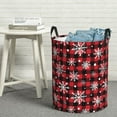 thumbnail image 6 of Goofa Buffalo Plaid Snowflakes Printed Circular Hamper,Laundry Basket with Handles,Storage Baskets Foldable,Large Capacity Laundry Hamper-, 6 of 6