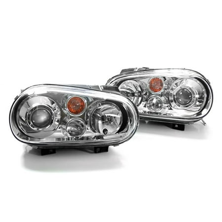 Fog Lamp Lens - 99-05 VW GOLF MK4 E-CODE CHROME PROJECTOR GLASS LENS HEADLIGHTS W/ FOGS