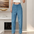 thumbnail image 2 of YFELWZ Pantalons Décontractés Formels Taille Haute pour Femmes Grande Taille, Bleu TP, 2 of 4