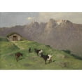 thumbnail image 2 of Arthur Heyer 24x18 Black Ornate Framed Double Matted Museum Art Print Titled: Mountain Ziegen, 2 of 5