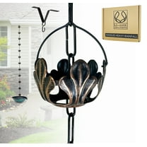 U-nitt Rain Chains, Roof Gutter Downspout Channel, Rainwater Catcher/Diverter, 8.5 FT, Metal, Powder Coated, Antique Rustic Flow, 8201AN