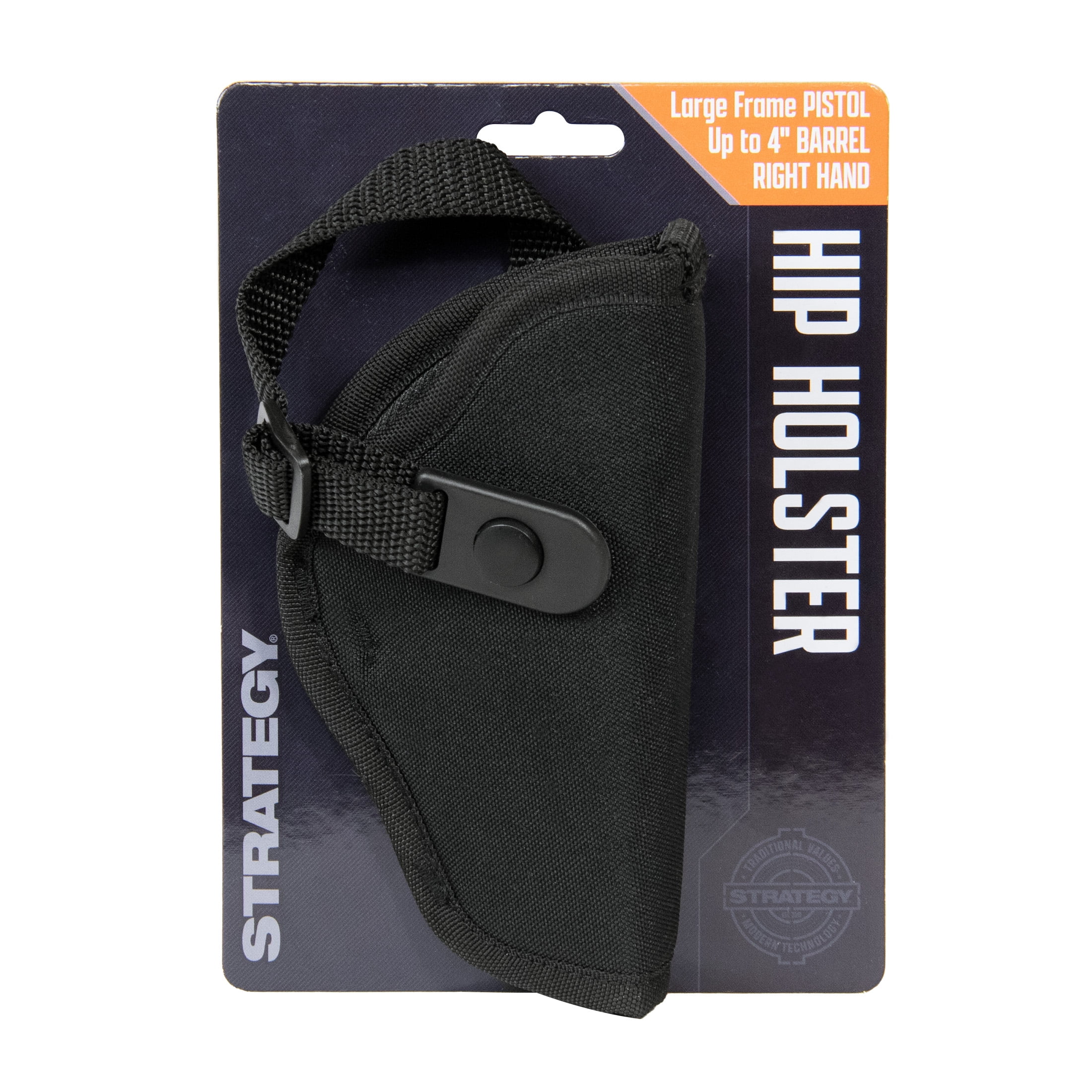 Strategy Brand Large Frame Polyester Pistol Holster Black, Fits up to 4 in Barrel, Right Dexterity