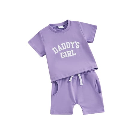

Sunisery Baby Girls Shorts Set Short Sleeve Letter T-shirt with Elastic Waist Shorts Toddler Summer 2 Piece Outfits 0-3Years