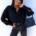 thumbnail image 5 of SHOPESSA Womens Tops Plus Size Long Sleeve Workout Shirts Casual Solid Turn-down Collar Cardigan Buttons Blouse Tops, 5 of 8