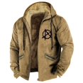 thumbnail image 1 of Men's Solid Color Flag Print Jacket Men's Spring And Autumn Casual Trend Zipper Hooded Jacket, 1 of 3