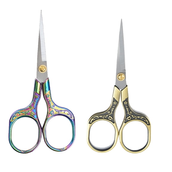 FACEGA Hair Cutting Scissors Vintage Shears-2 Pack Facial Mustache Beard Beauty Embroidery Daily Use
