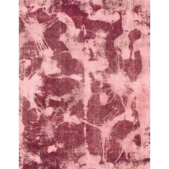 Ahgly Company Machine Washable Indoor Rectangle Abstract Carnation Pink Area Rugs, 8' x 10'