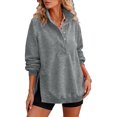 thumbnail image 4 of Dqueduo Womens Oversized Sweatshirts with Snap Button Henley Collar Soft Fleece Pullover Tops Fall Winter Clothes 2026 Cute Fashion Outfits, 4 of 8