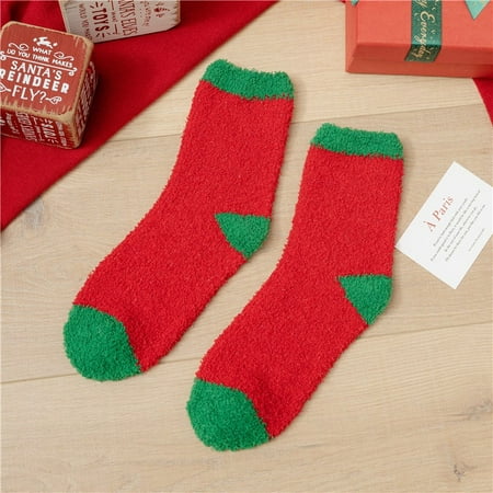 

keusn super cute warm plush soft print women s christmas ear socks socks winter socks