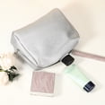 thumbnail image 2 of Unique Bargains Small Portable Travel Cosmetic Bag Zipper PU Leather Makeup Bag Suitable for Lipstick Silver Tone, 2 of 7