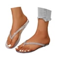 thumbnail image 2 of Women Flip Flops Non- Slides Sandals Casual Soft Slipper Hollow Jelly Clear Sandals Beach Ballet Low Heel Comfortable Summer On Jellies Shoes White CN:41/US:8.5, 2 of 9