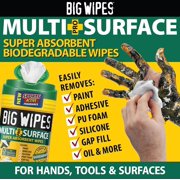 Big Wipes Heavy Duty Multi-Surface Cleaning Wipes, Pre-Moistened Cloths for Hands, Tools, and Surfaces, 80 Count Canister